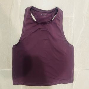 Athleta racer back purple crop workout top, size S!